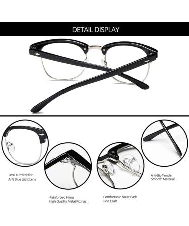 Buy LNTICB Blue Light Glasses - Retro Anti-UV Computer Reading Glasses for Eye Fatigue Relief | Unisex Silver & Black Frames - Buy Online on GoSupps.com