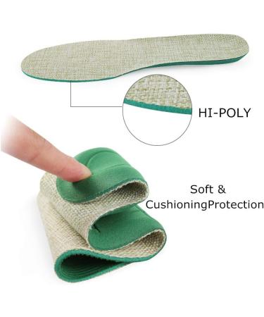 Hemp Layer Comfort Insoles for Sweaty Feet | Soft Sport Shoe Inserts | Trim to Fit | Men's 9-13, Women's 11-14.5 | Green Hemp Layer - Buy Online on GoSupps.com
