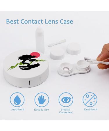 Bonsai Tree Round Case For Contact Lens Kit Storage Box with Mirror Printed - Buy Online on GoSupps.com