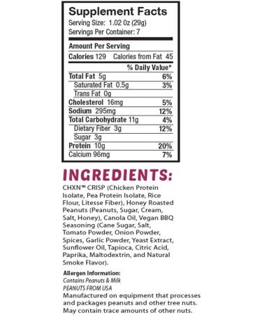 CHXN-SNX Crispy Protein Bites - Sweet BBQ & Honey Roasted Peanuts - 7 Servings - 70g Protein - 7.15oz - Buy Online on GoSupps.com