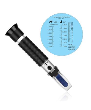 Pet Dog Cat Refractometer Pet Urine Specific Gravity Refractometer Serum Plasma Protein: 214g/dl, Clinical Animal Refractometer Hydrometers Urine Tester 1.000-1.060SG for Veterinary Cat Dog Pets