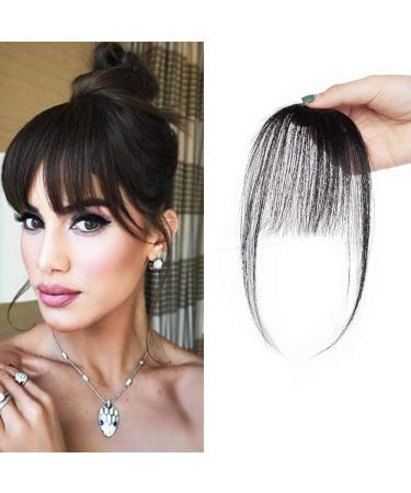 SEGO Pony Hairpiece Real Hair Fringe Clip On In Front Hair One Piece Extension 100% Remy Human Hair Straight Black #1