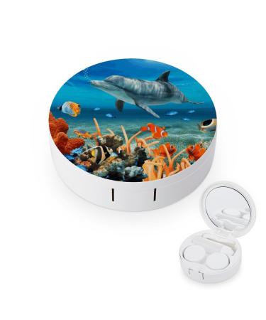 Contact Lens Case Dolphins Blue Print Plastic Contact Lens Case contact Lens Care Box ontact Lens Travel Box