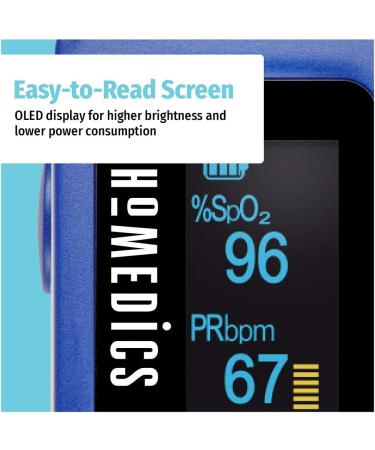 HoMedics Pulse Oximeter Accurate Blood Oxygen Saturation Monitor with One-Touch Operation | Fingertip Oximeter for Pulse Rate Measurement - International Shipping Available - Buy Online on GoSupps.com