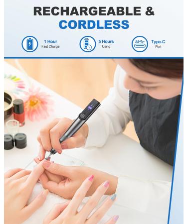 Buy Electric Nail Drill with UV Light - 35000RPM Cordless LCD Screen 2-in-1 Combo for Gel Curing & Polish Removal - Portable Nail Drill Kit with 7 Bits - Buy Online on GoSupps.com