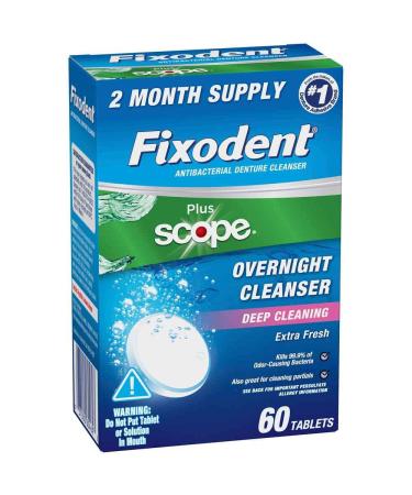 Fixodent Overnight Daily Cleanser Tablets with Scope - 60 ct | Denture Care - Buy Online on GoSupps.com