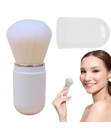 Retractable Blush Brush Small Foundation Brush | Retractable Portable Makeup Brush for Travel Foundation Application Portable Compact with Lid white