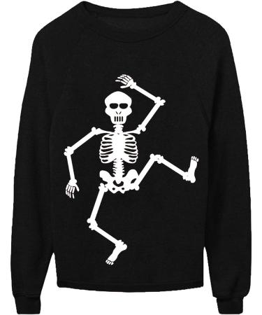 Women's Halloween Print Sweatshirt - O-Neck Blouse, Long Sleeve, Polyester/Spandex, Black (Small) - Buy Online on GoSupps.com