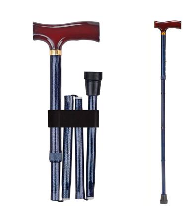 DMI Designer Folding Cane, Walking Cane, Foldable Cane for Men and Women, FSA and HSA Eligible, Canes for Seniors, Adjustable Cane, Ergonomic Wood Handle Cane, Supports up to 250 Pounds, Blue Ice