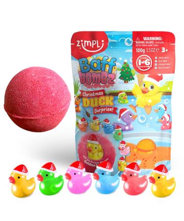 ZIMPLI Large 100g Christmas Surprise Duck Bath Bomb 1 of 6 collectible duck toys