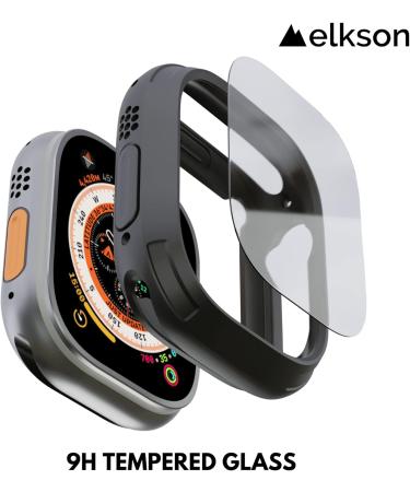 elkson Compatible with Apple Watch Ultra Bumper Case 49mm Screen Protector Tempered Glass Quattro Max Series Rugged for iWatch Military Grade Durable Protective Cover Flexible Shock Proof Tan Desert Tan 49mm - Buy Online on GoSupps.com