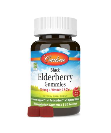 Carlson - Black Elderberry Gummies with Vitamin C & Zinc Immune Support 60 Gummies
