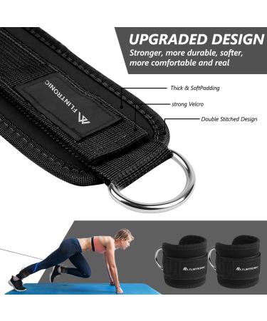 Flintronic Foot Loops Cable Trainer with D-Rings | Fitness Ankle Straps for Leg Extensions & Buttocks Training | Adjustable Foot Cuffs for Men & Women - Black - Buy Online on GoSupps.com