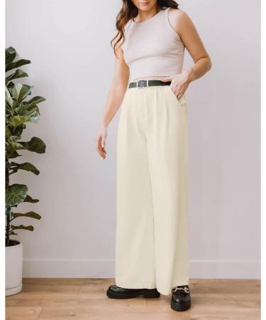 Vetinee Wide Leg High Waisted Dress Pants for Women with Pockets - XXL Vanilla Ice - Buy Online on GoSupps.com