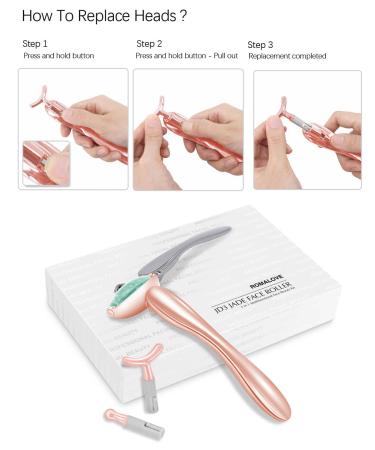 Jade Facial Roller - Real Jade Massager with 3 Interchangeable Heads for Skin Care | Reduce Puffiness & Rejuvenate Skin | Green Jade & Rose Gold Handle - Buy Online on GoSupps.com