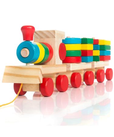 all Kids United Wooden Railway Toy Railway made of wood Children's toy sorting cube wooden train educational toy (wooden train)