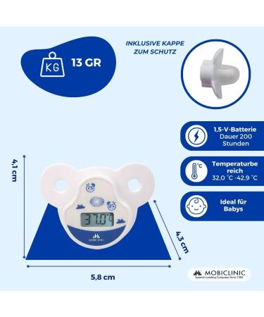 Mobiclinic Pacifier Thermometer for Babies | Digital Fever Thermometer with LCD Display & Alarm | Soft & Precise European Brand - Buy Online on GoSupps.com