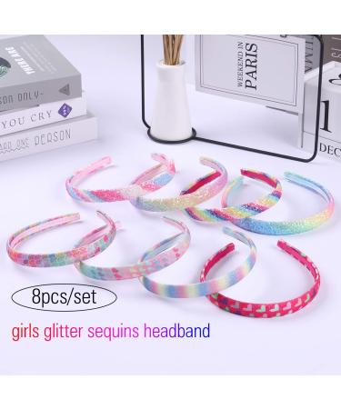 Girls Rainbow Headbands - 8 Pcs Sequin Heart Mermaid Hairbands Set - Buy Online on GoSupps.com