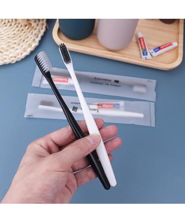 Xuezoioy Disposable Toothbrushes with Toothpaste Pack of 50 - Individually Wrapped Travel Toothbrush Kit for Homeless, Nursing Home, Shelter, Hotel - Bulk Charity Donation (Black+White) - Buy Online on GoSupps.com