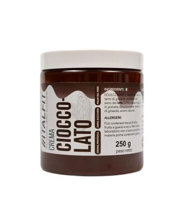 Protein Cream No Added Sugar | Chocolate Spread Cream | No Preservatives and Dyes | Gluten and Palm Oil Free | Handmade Product | Sicily Origin | 250 g