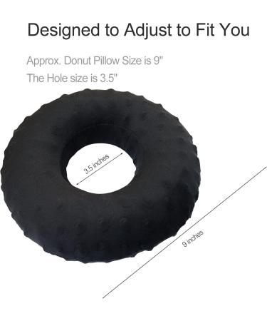 Piercing Pillow Ear Pillow Donut - Pain Relief for Earache Side Sleepers & Headphone Comfort | Minky Dot Black - Buy Online on GoSupps.com