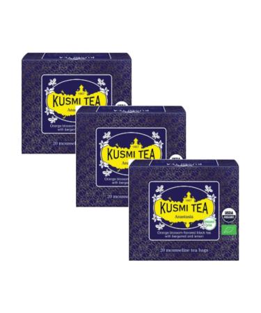 KUSMI TEA Kusmi Tea | Anastasia Organic Black Tea Flavor with Bergamot Lemon Lime and Orange Blossom - 3 x 20 Tea Filters (3 x 40g) | Flavored Black Tea
