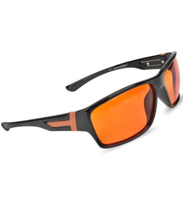 99.9% Blue Blocking Amber Glasses for Sleep - Medium Adult Size Nighttime Eye Wear - Special Orange Tinted Glasses Help You Sleep & Relax Your Eyes (Amber)