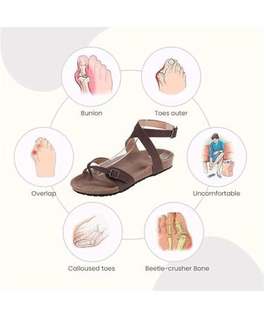 Orthopedic Bunion Corrector Sandals for Women - Stylish Cross Straps Lightweight Comfort for Flat Feet & Plantar Fasciitis - Summer Fashion 9 Brown - Buy Online on GoSupps.com