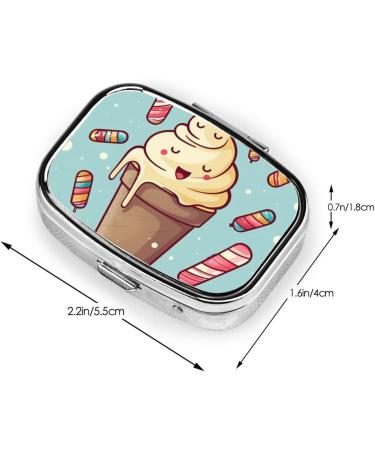Ice Cream Printed Square Pill Box - Portable Travel Medicine Organizer | Shop Internationally - Buy Online on GoSupps.com