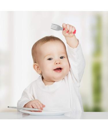 Toyandona 2pcs Baby Spoon Fork Set with Silicone Carrot Handle - Infant Training Cutlery - Red Feeding Set for Kids - Buy Online on GoSupps.com