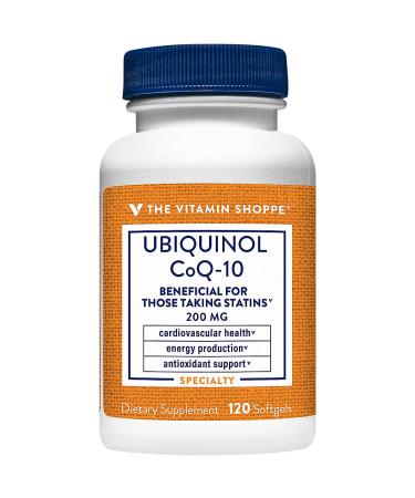 The Vitamin Shoppe Ubiquinol CoQ-10 200mg - Beneficial for Those Taking Statins Supports Heart & Cellular Health and Healthy Energy Production Essential Antioxidant Once Daily (120 Softgels)