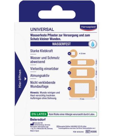 Hansaplast Universal Pflasters - Water-Repellent Wound Plasters (20 Strips 2-Pack) with Strong Adhesive & Bacteria Shield for Optimal Protection - Buy Online on GoSupps.com