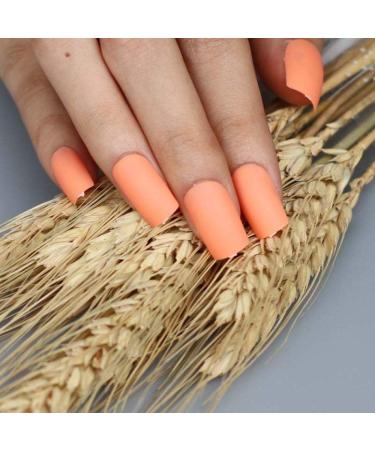 Buy HUJL 24pcs Matte Orange Artificial Nails - Trendy Short Fashion Nails for Stylish Looks - Buy Online on GoSupps.com