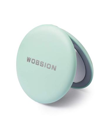 Wobsion LED Lighted Travel Makeup Mirror 1x10x Magnification Compact Portable Handheld Mirror - 3.5 inch Illuminated Folding Mirror, 2-Sided Round Cyan Design - Buy Online on GoSupps.com