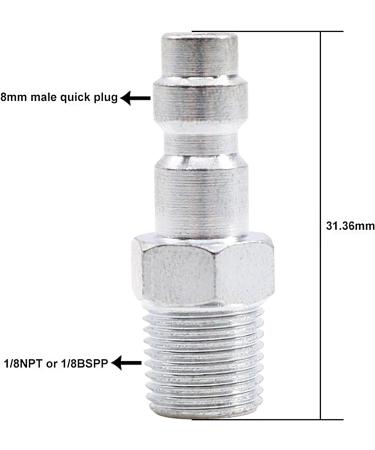 Sanoolir Fill Nipple Male & Female Set - Quick-Disconnect Copper Adaptor for PCP Airsoft & Paintball Guns | 1/8NPT, 1/8BSP, M10*1 Fittings - Buy Online on GoSupps.com
