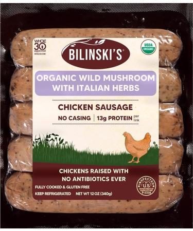 Bilinski, Organic Wild Mushroom Chicken Sausage, 12 Ounce