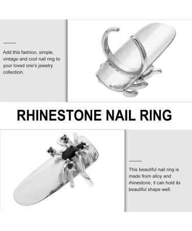 Lurrose Rhinestone Spider Open Ring Stylish Fingernail Protective Cover & Unique Nail Accessory | International Shipping Available - Buy Online on GoSupps.com