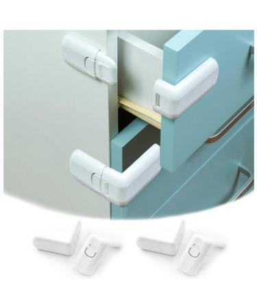 DHinkyoung 4 Pcs Safe Cupboard Locks Child Proof Drawer Locks Baby Proofing Corner Locks Child Safety Latches with Strong Adhesive for Cabinet Cupboard Drawer Refrigerator Oven Trash Toilet