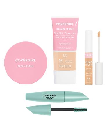 COVERGIRL - Clean Fresh Full Face Kit Formulated without Parabens Sulfates Mineral Oil & Talc Infused with Coconut Milk & Aloe Extracts 100% Vegan & Cruelty-Free Fair Fair - 520