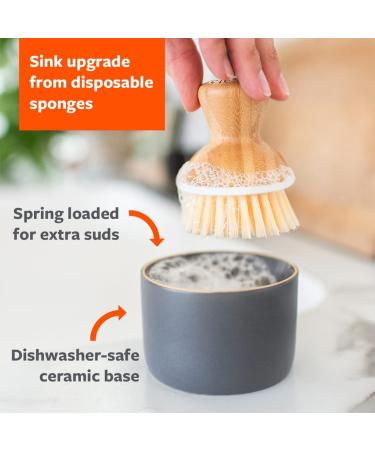Full Circle Bubble Up Ceramic Soap Dispenser & Bamboo Dish Brush - WhiteGray - Buy Online on GoSupps.com