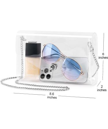 Mossio Clear Crossbody Stadium Purse for Women - Silver Chain Shoulder Handbag for Concerts, Work, and Sports Events - Buy Online on GoSupps.com