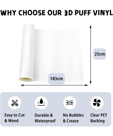 Puff Vinyl Heat Transfer White 3D HTV 10x6FT for T-Shirt Garment - White Foaming HTV Vinyl - Buy Online on GoSupps.com