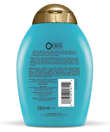 OGX Argan Oil of Morocco Sulfate Free Shampoo for Dry Hair 385ml (Pack of 2) Blue 385 millilitre (Pack of 2) - Buy Online on GoSupps.com