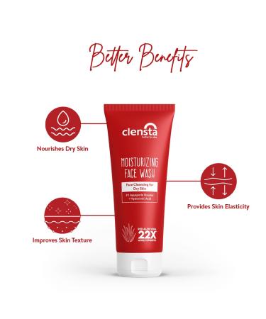 Clensta Red Aloe Vera Moisturizing Face Wash | 100ml | Gentle Cleansing & Deep Hydration for All Skin Types | Ideal for Dry & Acne-Prone Skin | International Shipping Available - Buy Online on GoSupps.com