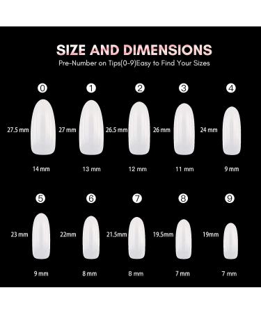 Makartt Oval Press On Nails - 500pcs Full Cover Acrylic Nail Tips in 10 Sizes - A-04 Natural Round Design - Buy Online on GoSupps.com
