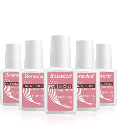 Nail Glue Extra Strong for Acrylic Nails  Brush on Nail Glue Extra Strong Nail Tips Press-On Nails Quick Dry On Fake Nails for Stick On Nails 5PCS