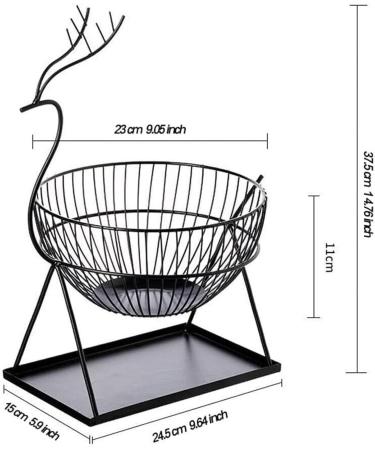 Kitchen Countertop Fruit Rack Fruit Basket Metal Deer Figurine Fruit Basket Fruit Bowl Metal Wire Vegetable Bowl Mesh Countertop Fruit Holder Bowl for Kitchen Counter Gold Black Fruit Trays (Color : - Buy Online on GoSupps.com