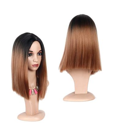 wig Straight Synthetic Lace Front Wigs Lady Natural Straight Hair Colorful Cosplay Daily Party Wig (16 inch) Gold