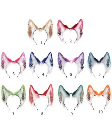 TQUXNGA Wolf Ear Cosplay Hair Hoop with Fringe Earring Woman Teens Headband for Live Broadcast Cartoon Carnivals Hairband 8 - Buy Online on GoSupps.com