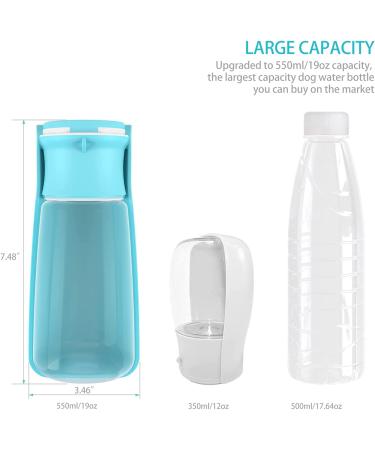 Portable Dog Water Bottle 19oz Blue - Water Dispenser & Bowl for Puppy Small Medium Large Dogs - Dog Accessories - Buy Online on GoSupps.com